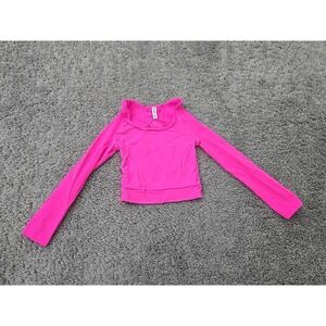 Spanx Top Baby Infant XS/S Pink Scoop Neck Long Sleeve Slim Cropped